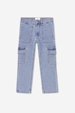 Girls Blue Denim Cargo Jeans