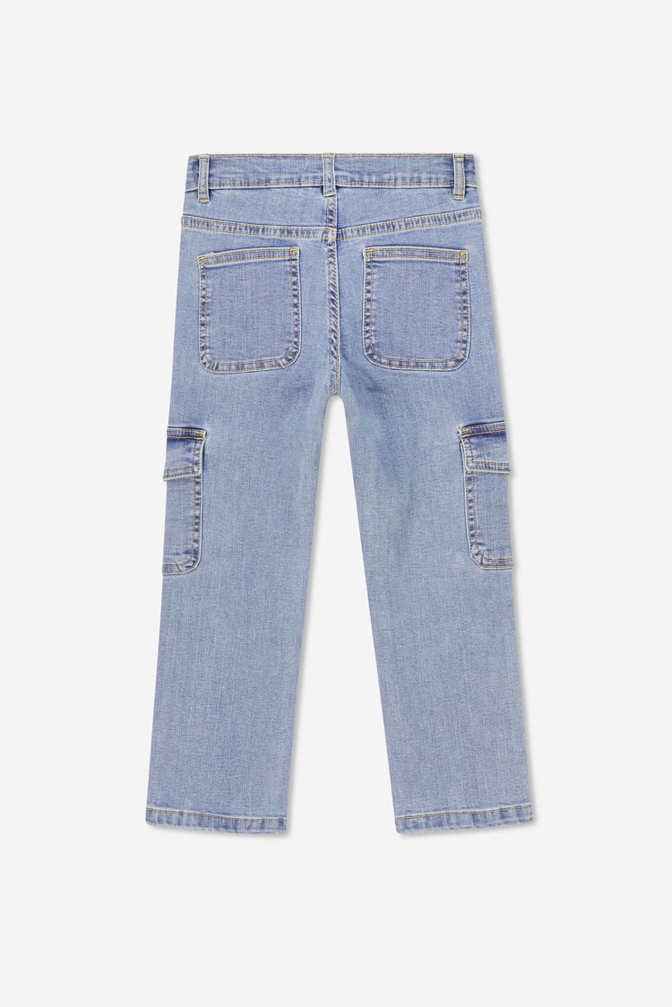 Girls Blue Denim Cargo Jeans