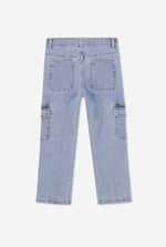 Girls Blue Denim Cargo Jeans