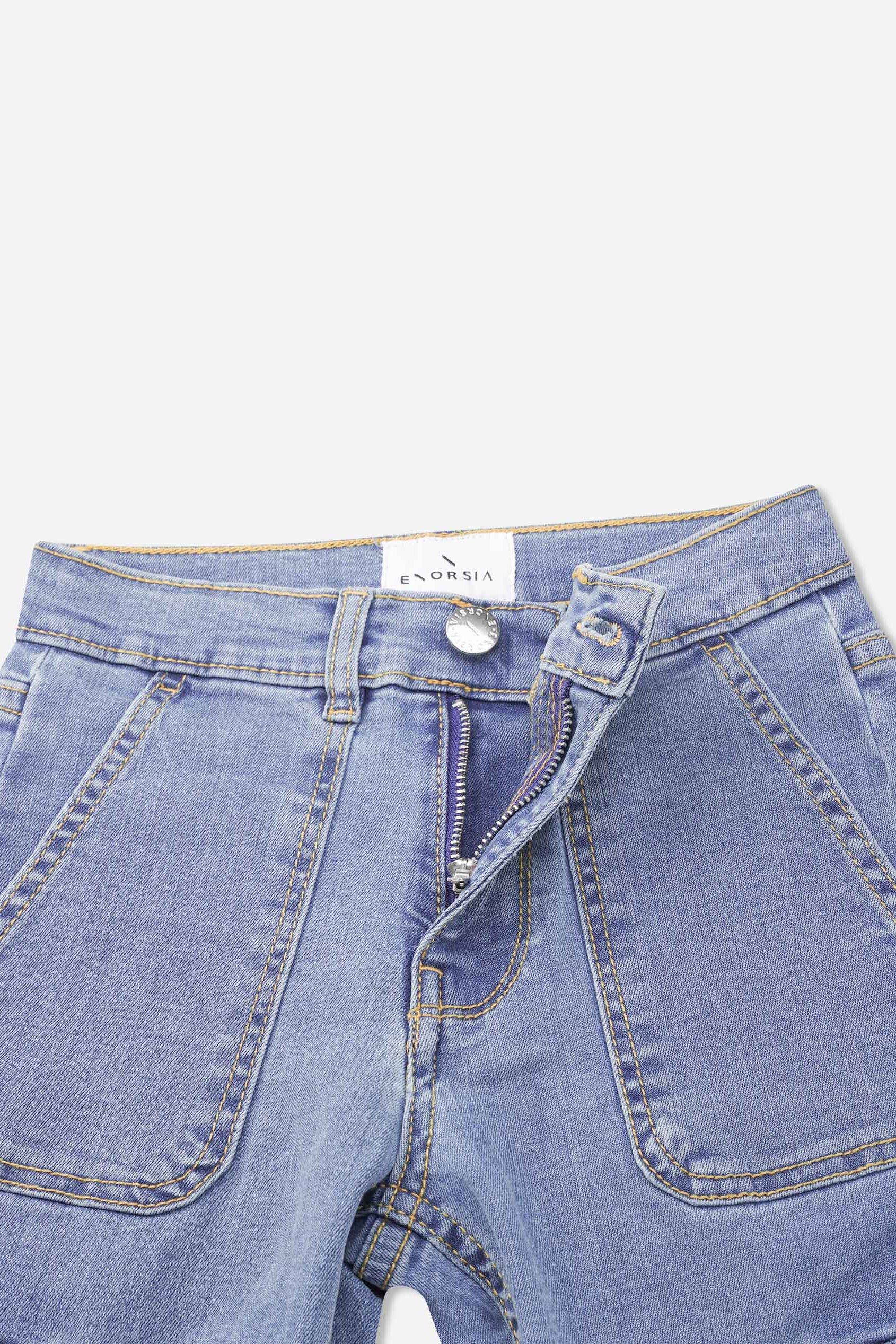 Girls Blue Denim Cargo Jeans