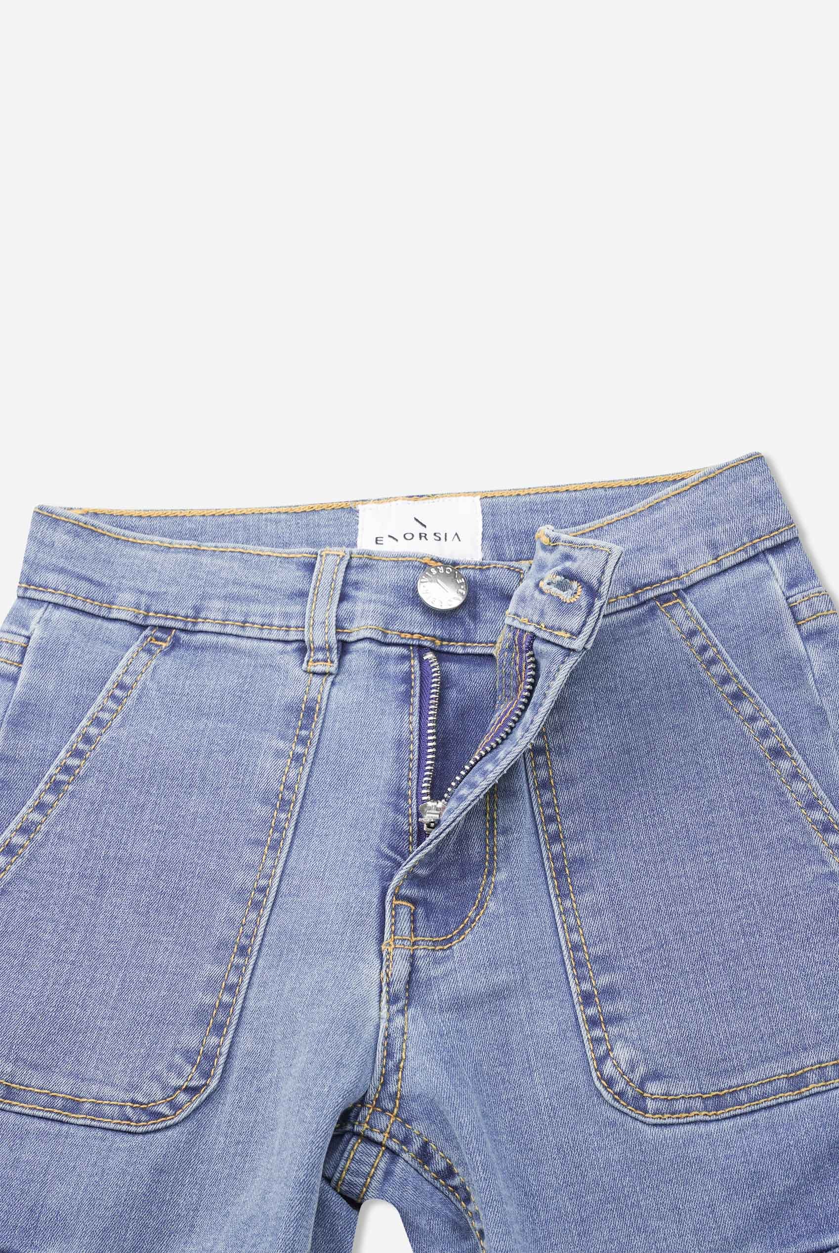 Girls Blue Denim Cargo Jeans