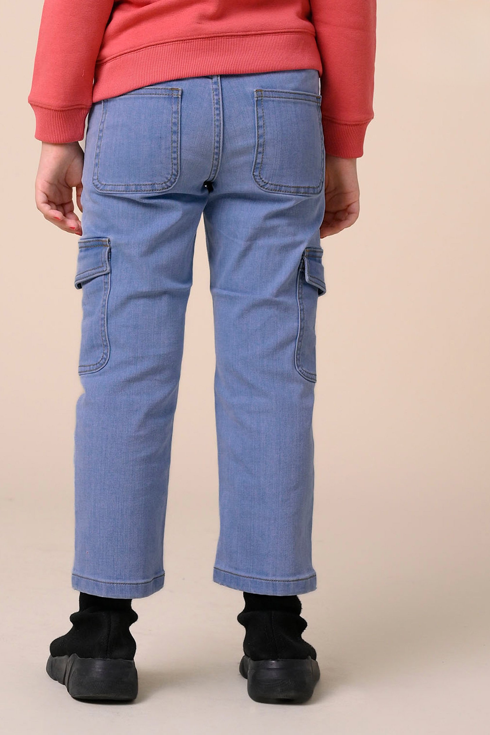 Girls Blue Denim Cargo Jeans