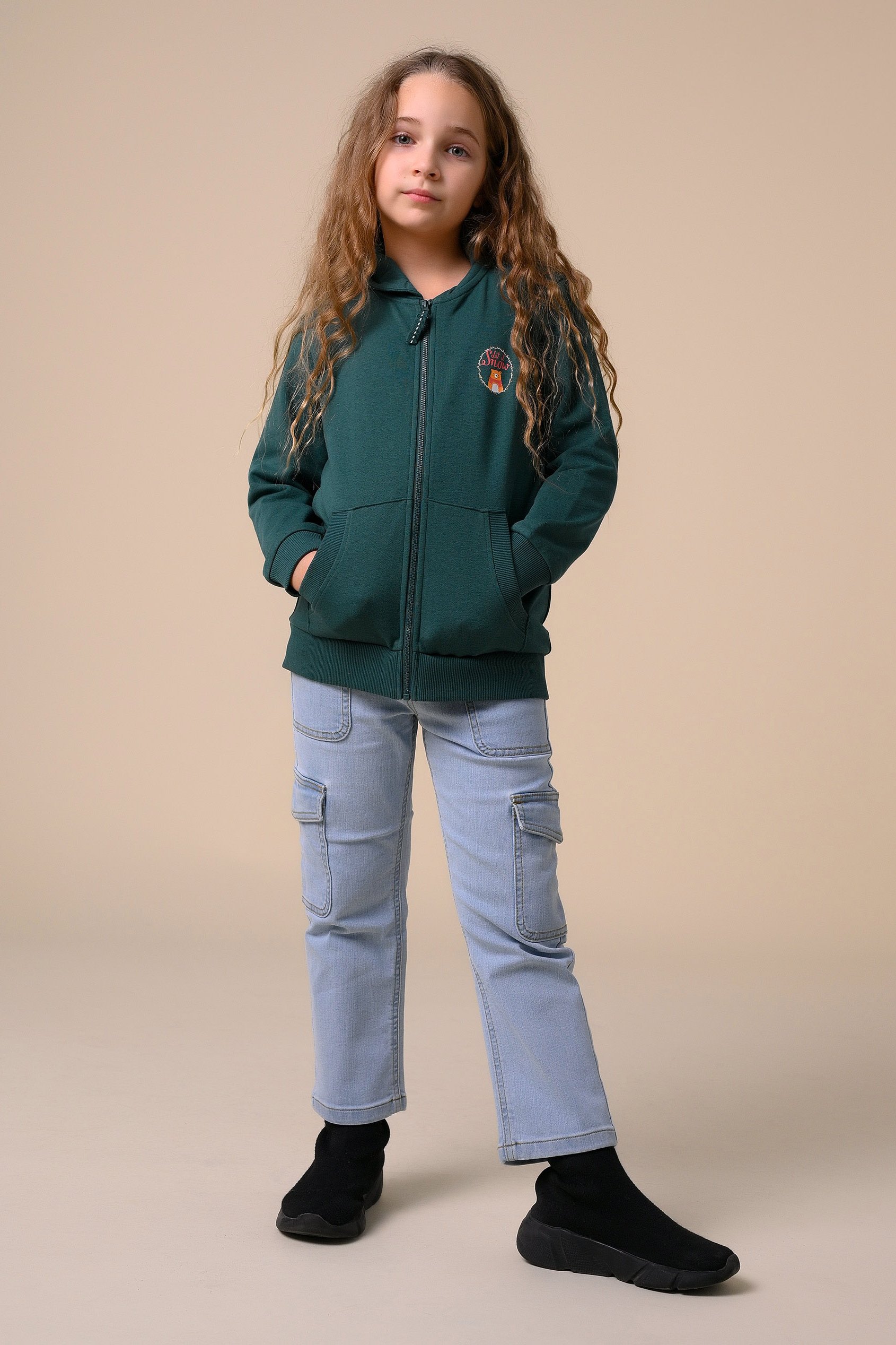 Girls Blue Denim Cargo Jeans