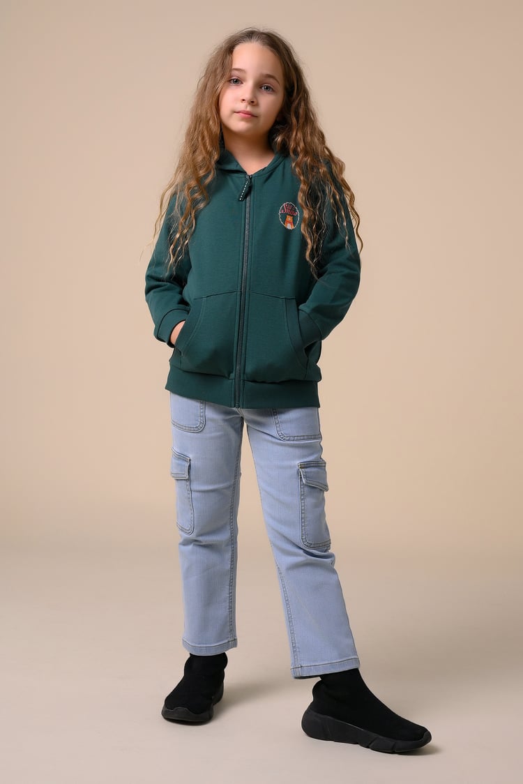Girls Blue Denim Cargo Jeans