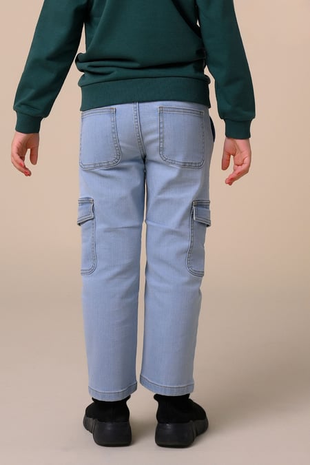 Girls Blue Blue Denim Cargo Jeans