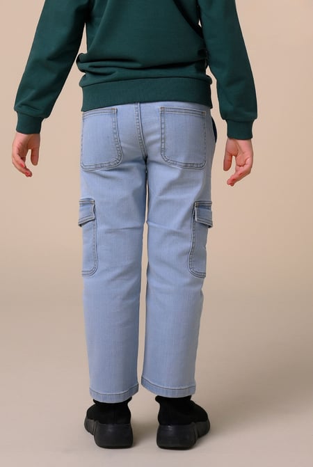 Girls Blue Blue Denim Cargo Jeans