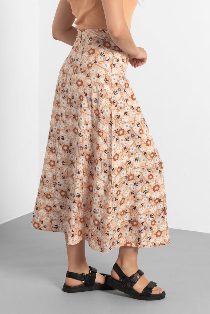 High Waist Viscose Midi Skirt