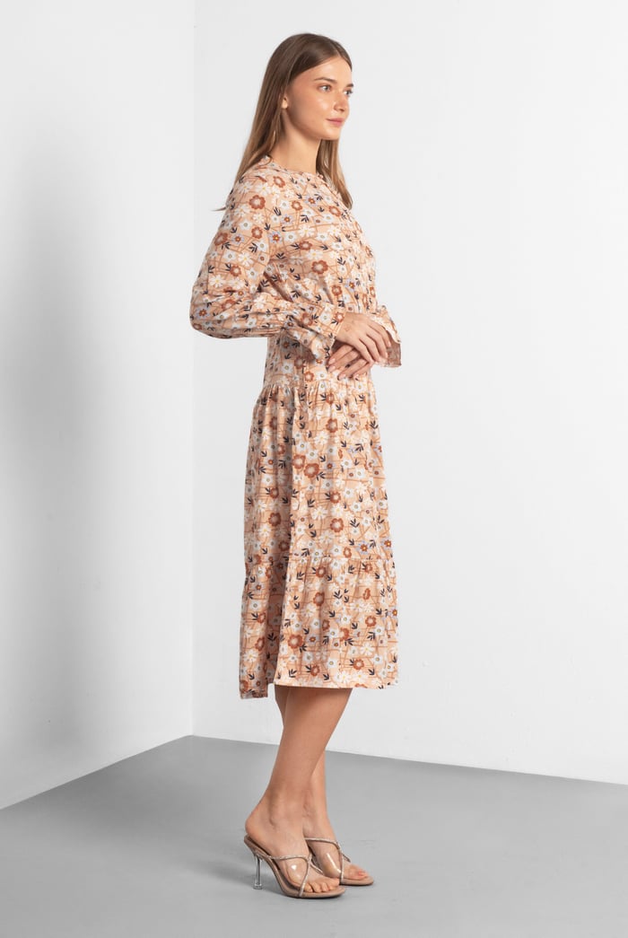 Viscose Long Sleeve Midi Dress