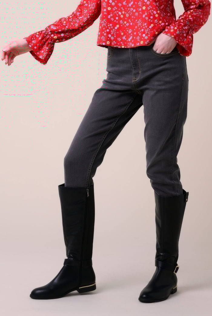 Womens Grey Slim Fit Jeans