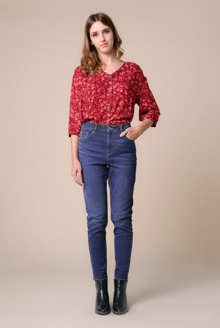 Womens Blue Tapered Leg Jeans