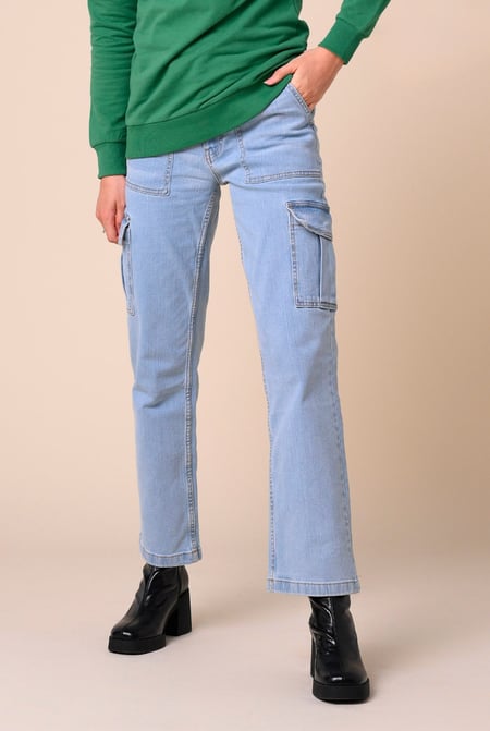 Blue Vintage Straight Leg Cargo Jeans