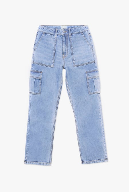 Blue Vintage Straight Leg Cargo Jeans