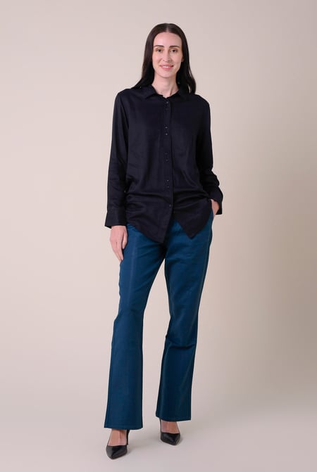 Womens Black Viscose Formal Shirt