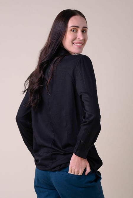 Womens Black Viscose Formal Shirt