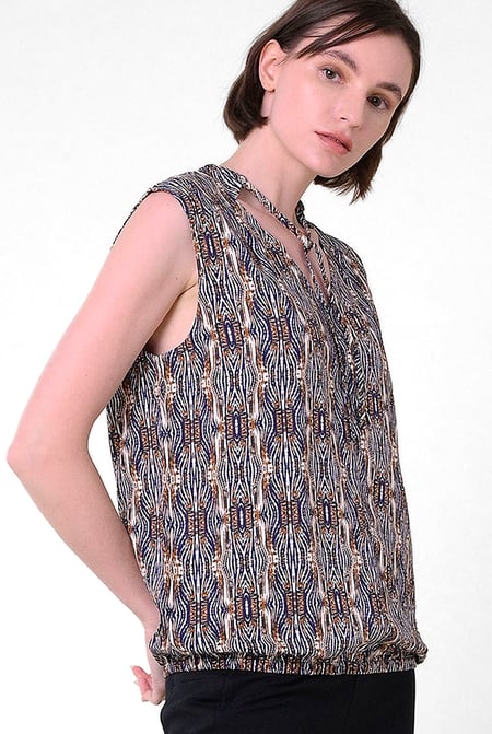Womens Grey Tie Neck Tops