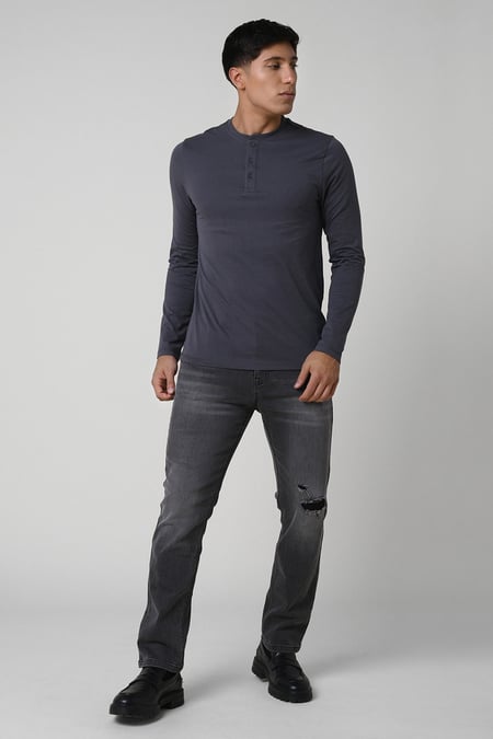 Regular Fit Distressed Stretch Denim Jeans