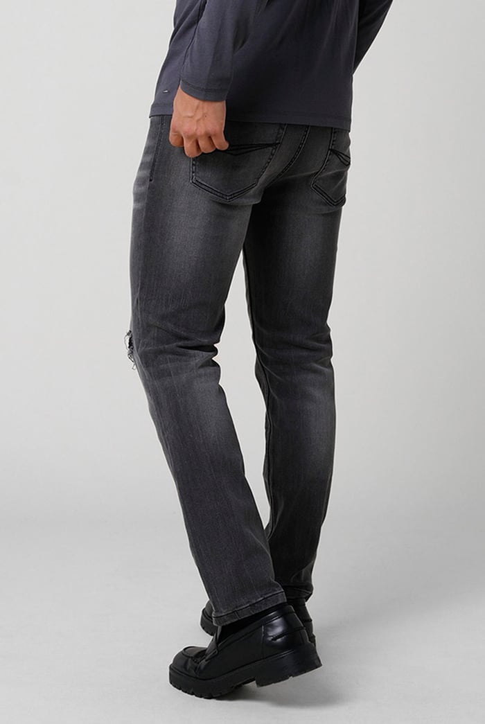 Regular Fit Distressed Stretch Denim Jeans