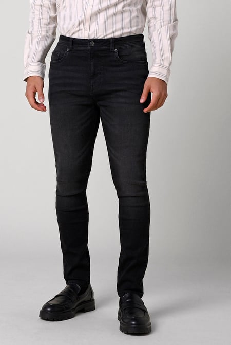 Mens Black Skinny Classic Stretch Jeans