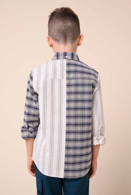 Blue Enorsia Boys Mixed Check Shirt
