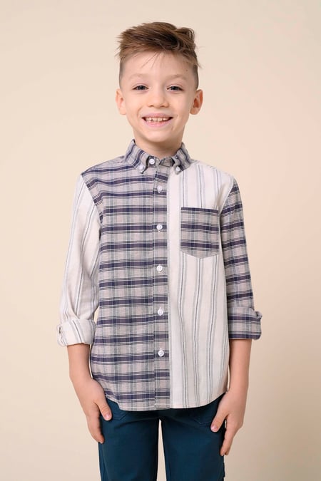 Blue Enorsia Boys Mixed Check Shirt