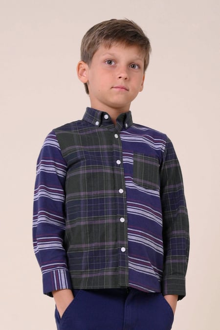 Blue Enorsia Boys Mixed Check Shirt