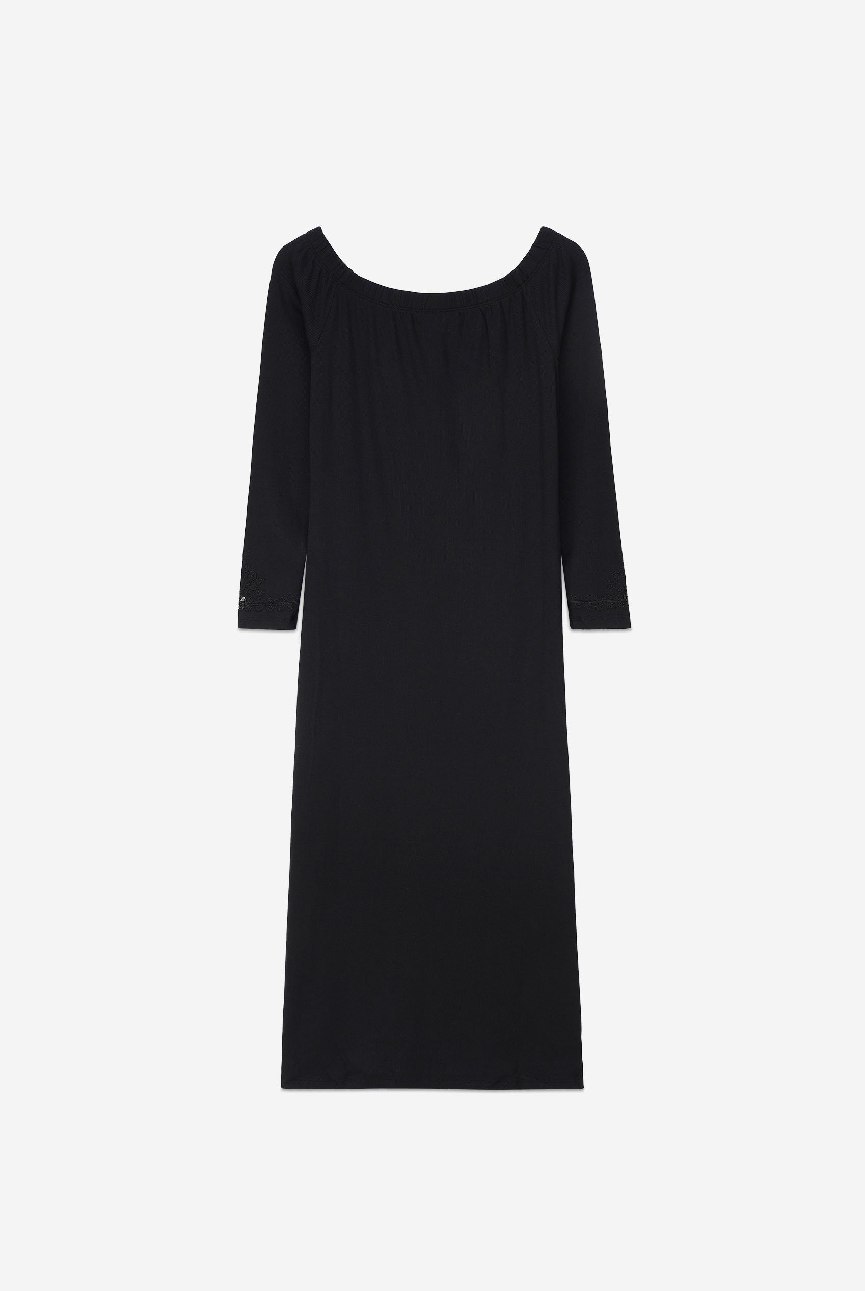 Off Shoulder Embroidery Decor Midi Dress