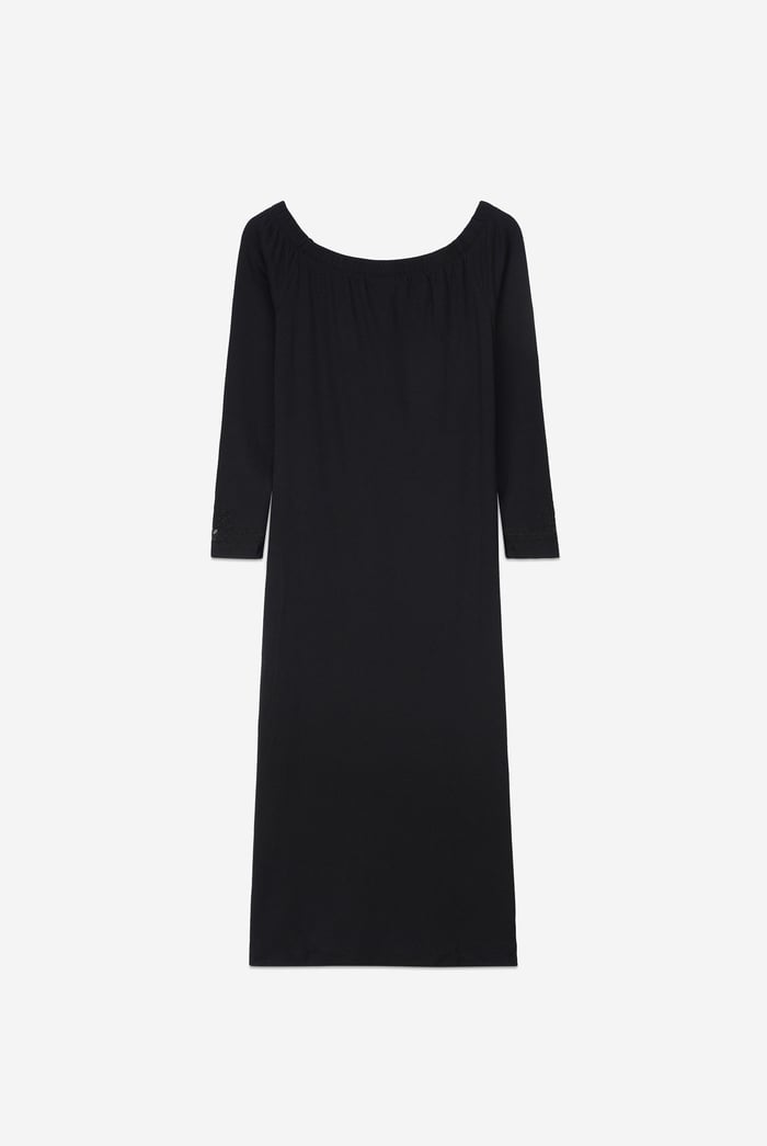 Off Shoulder Embroidery Decor Midi Dress
