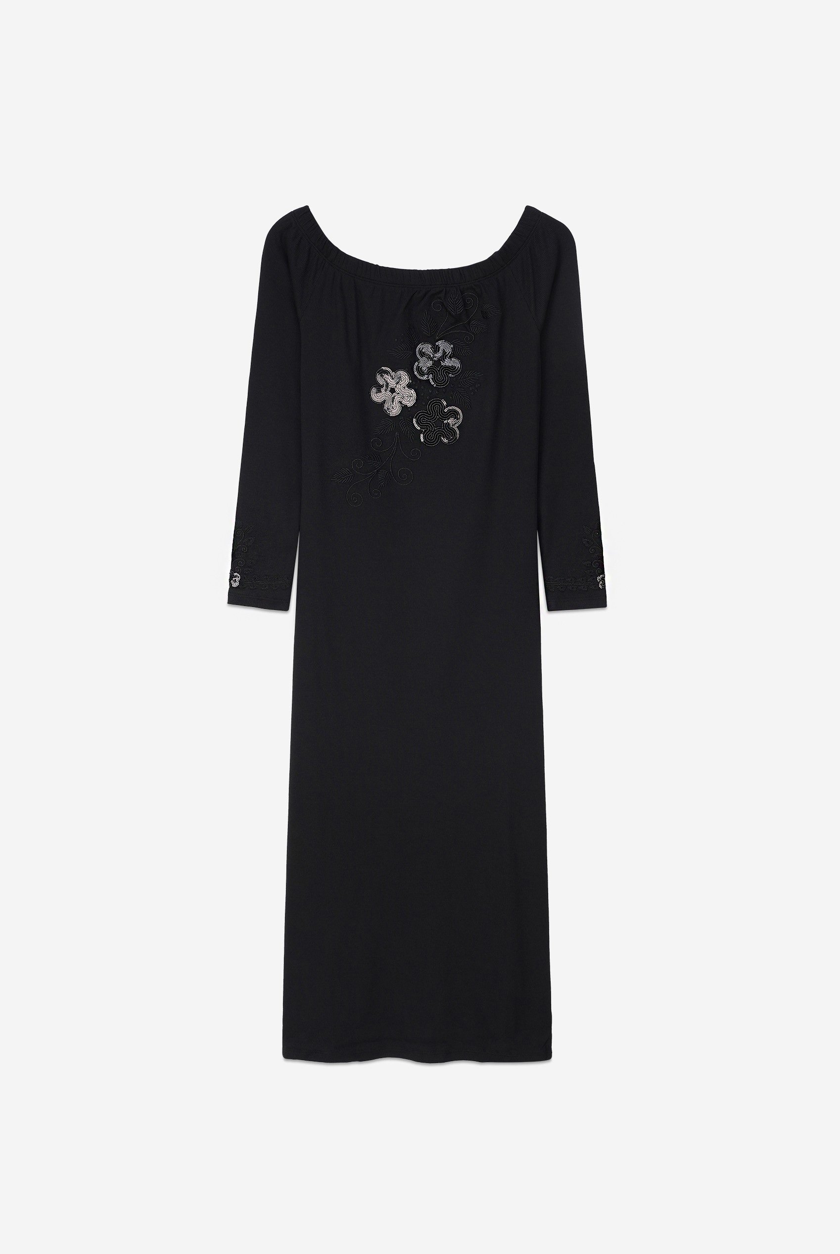 Off Shoulder Embroidery Decor Midi Dress