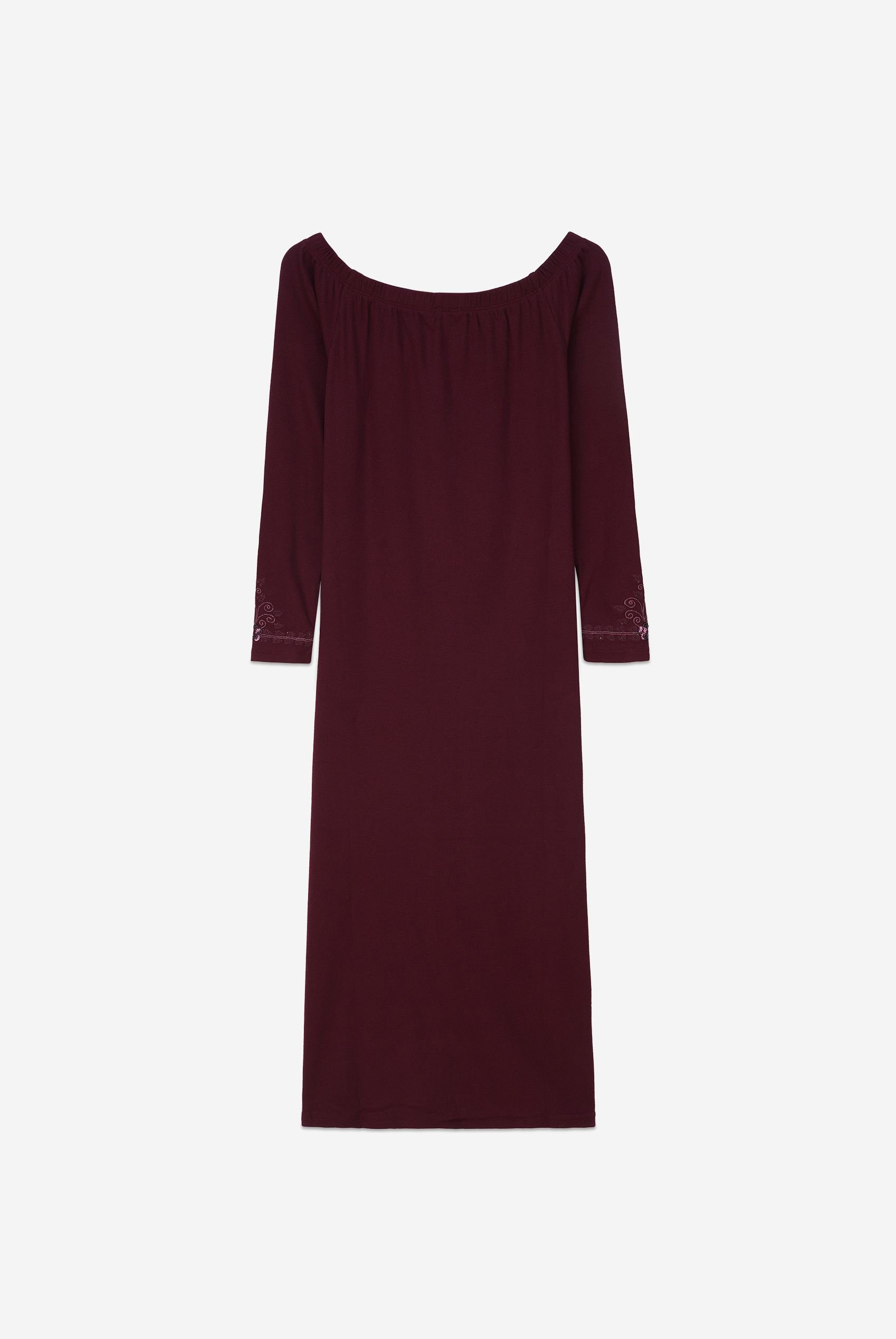 Off Shoulder Embroidery Decor Midi Dress