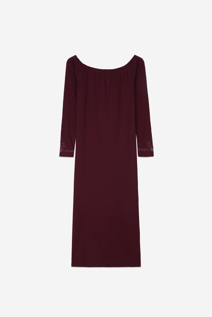 Off Shoulder Embroidery Decor Midi Dress