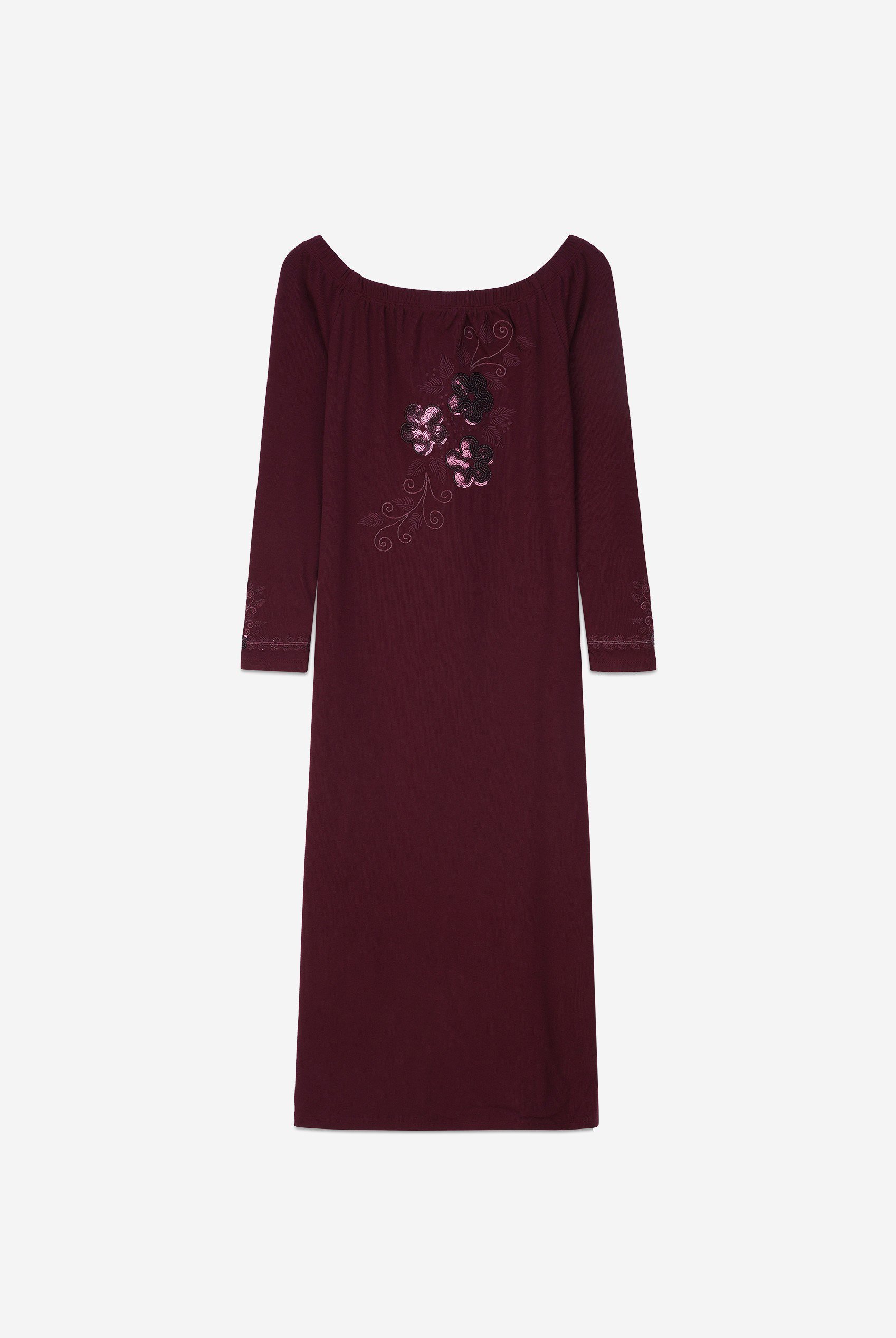 Off Shoulder Embroidery Decor Midi Dress