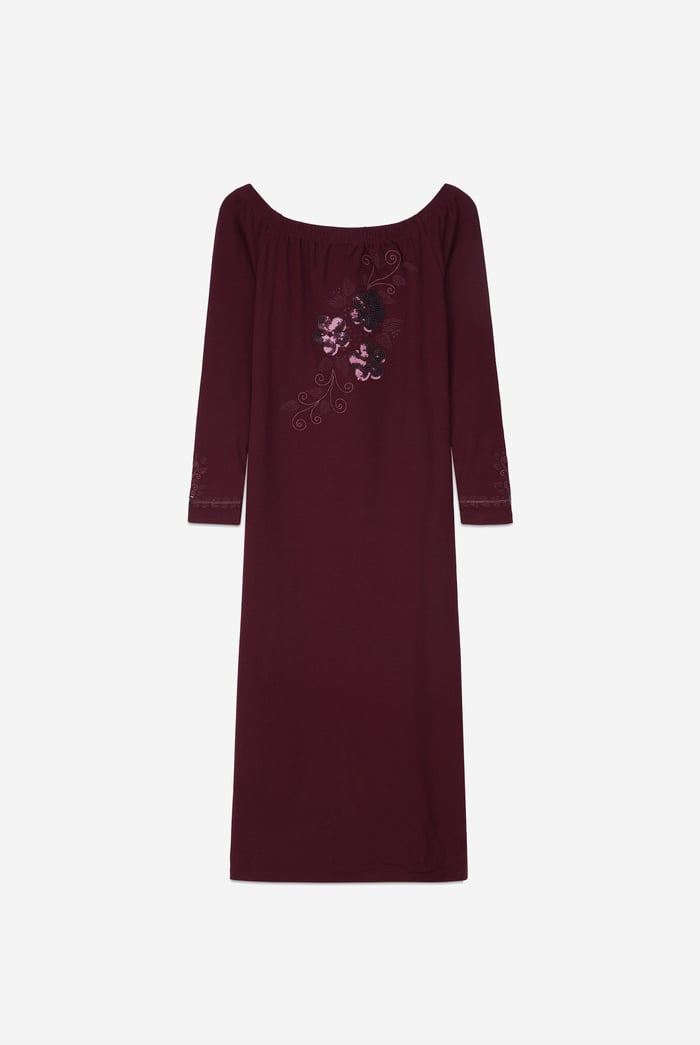 Off Shoulder Embroidery Decor Midi Dress