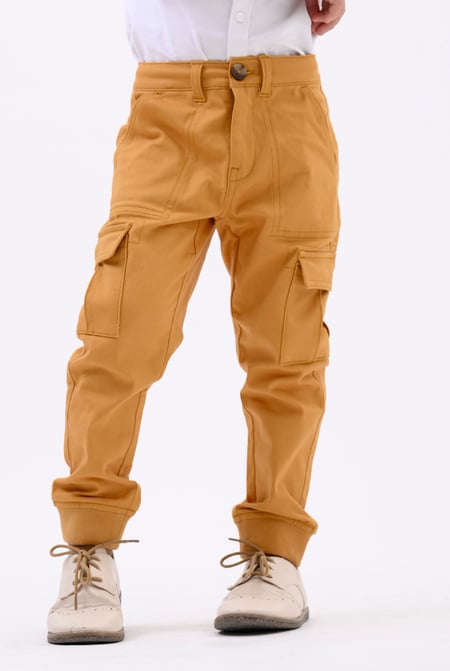 Boys Yellow Cotton-Rich Cargo Jogger ( 3yrs-14yrs)