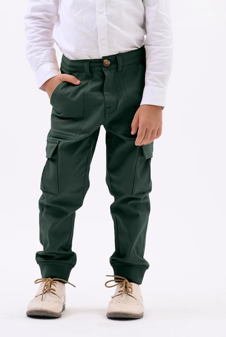 Boys Green Cotton-Rich Cargo Jogger ( 3yrs-14yrs)