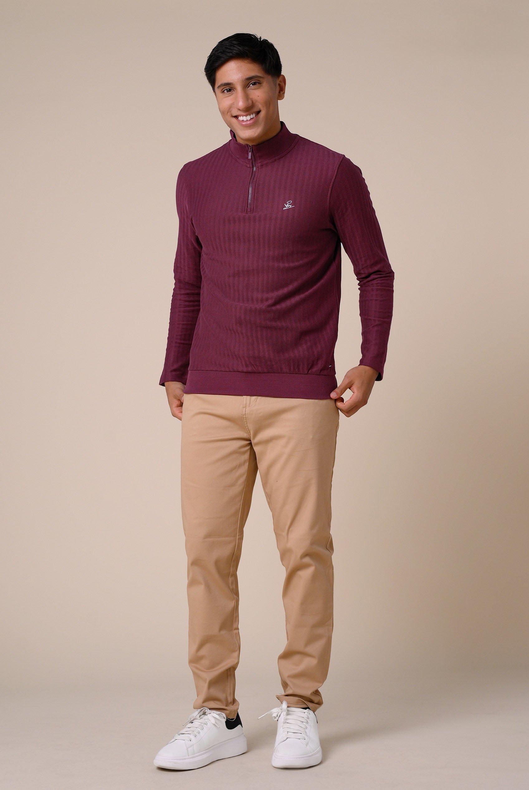 Mens Half Zip Funnel Neck Sweatshirt