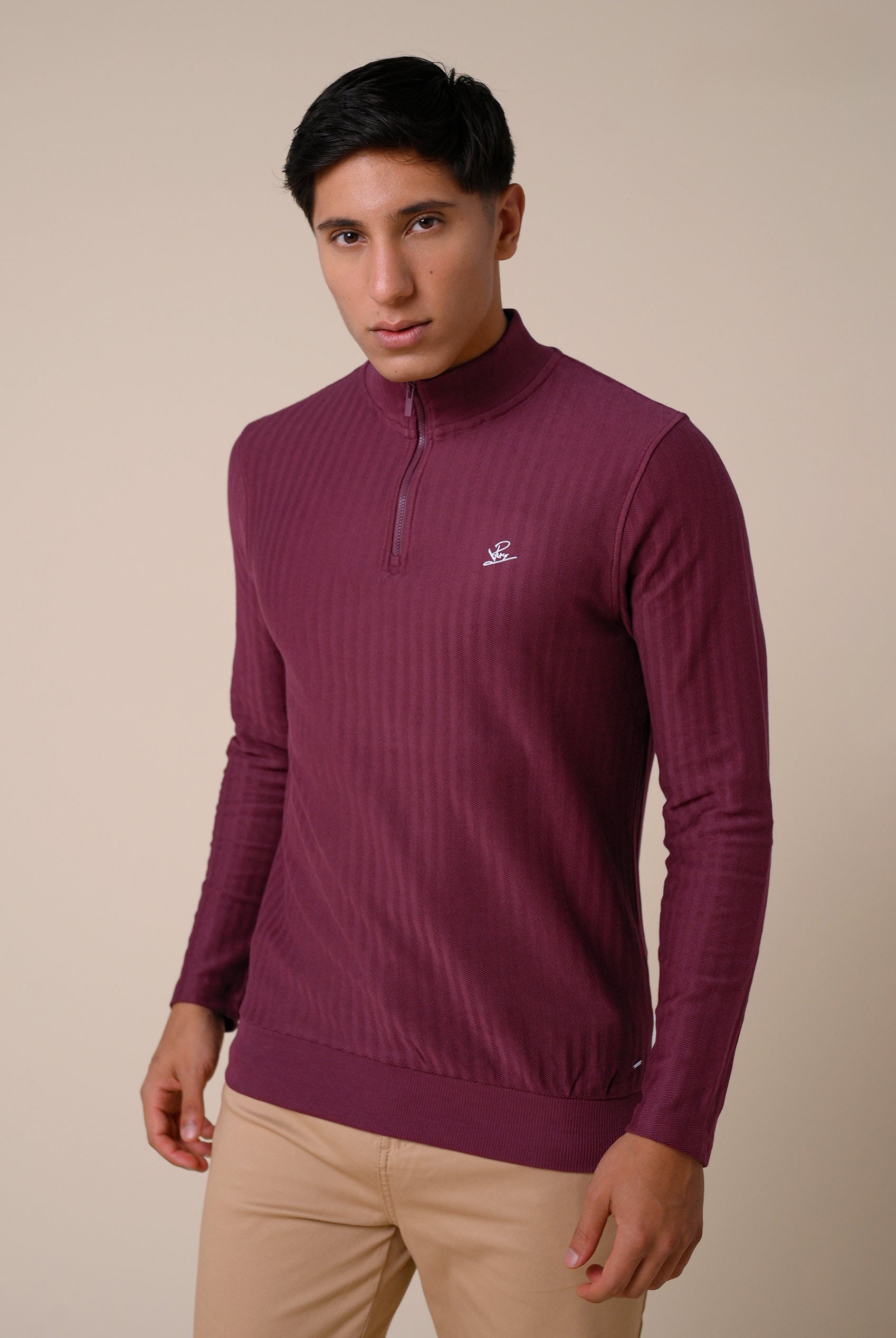 Mens Half Zip Funnel Neck Sweatshirt