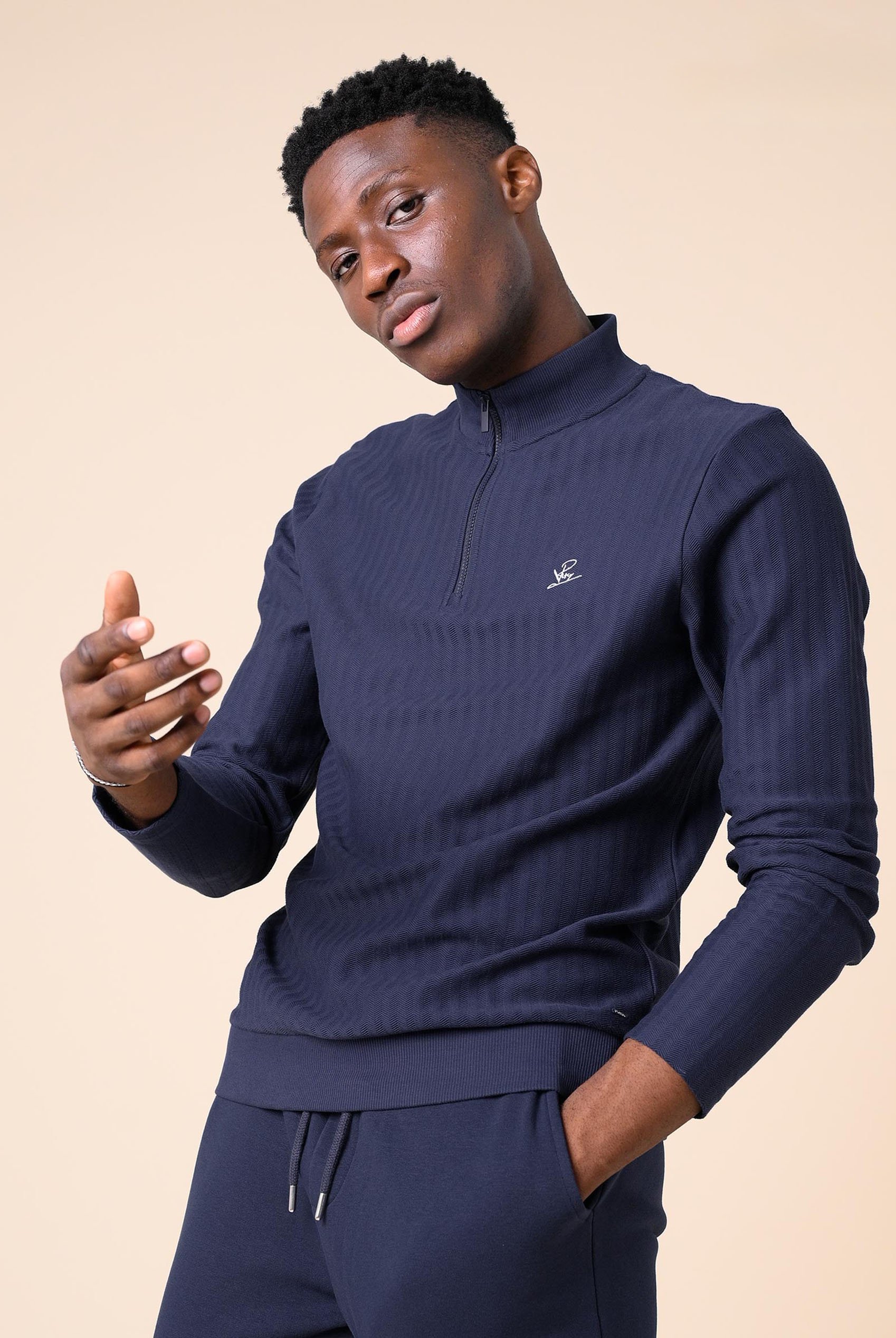 Mens Half Zip Funnel Neck Sweatshirt