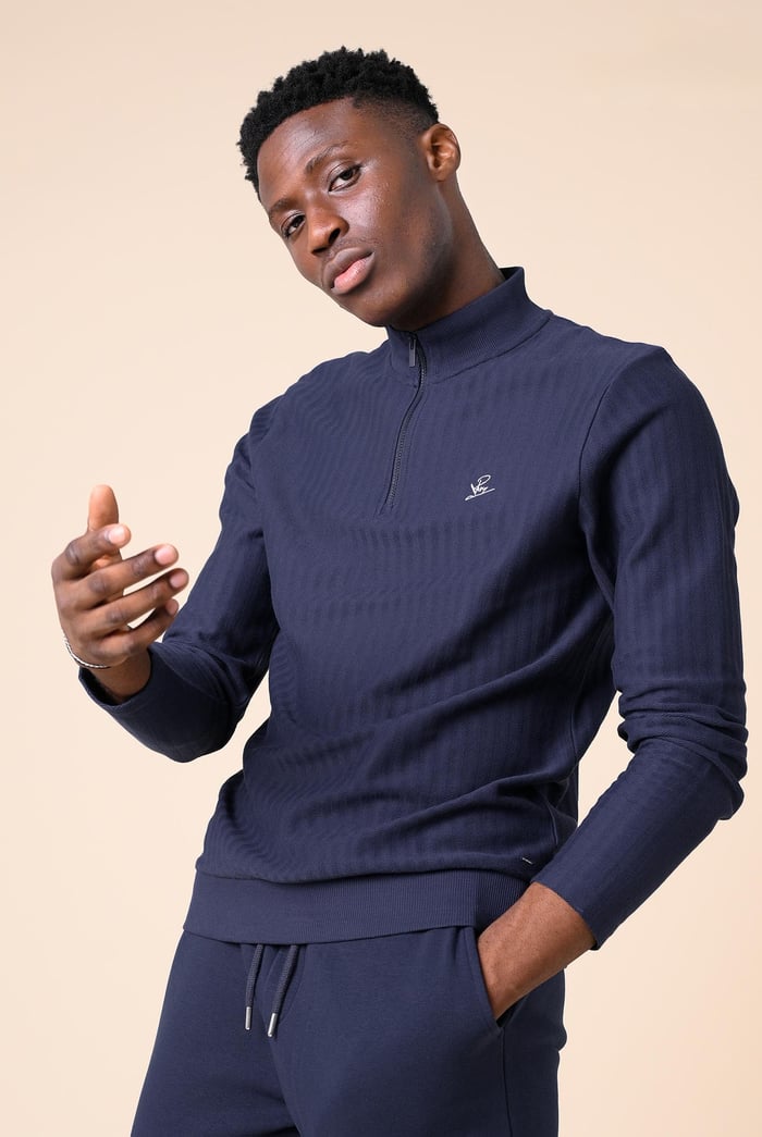 Mens Half Zip Funnel Neck Sweatshirt