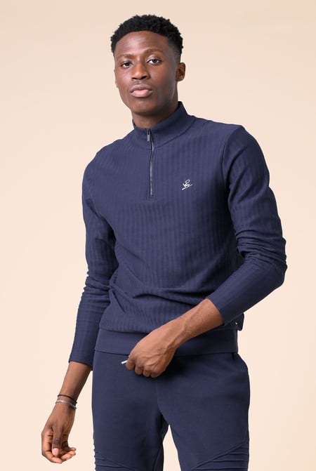 Mens Half Zip Funnel Neck Sweatshirt
