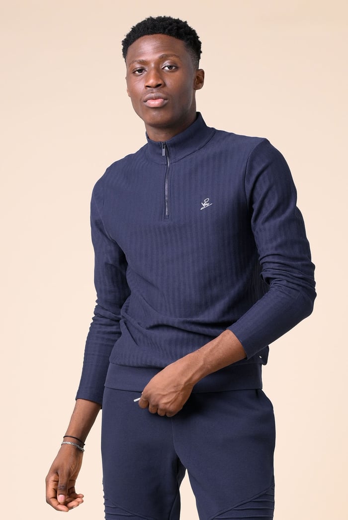 Mens Half Zip Funnel Neck Sweatshirt