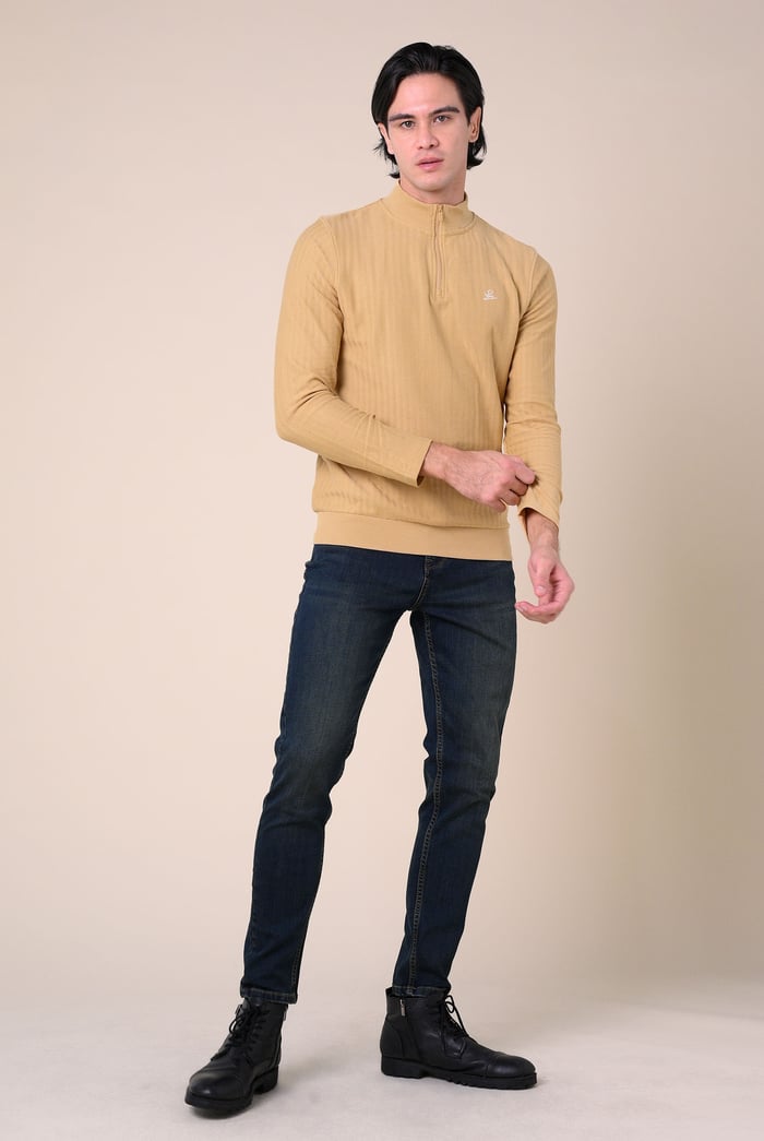 Mens Half Zip Funnel Neck Sweatshirt