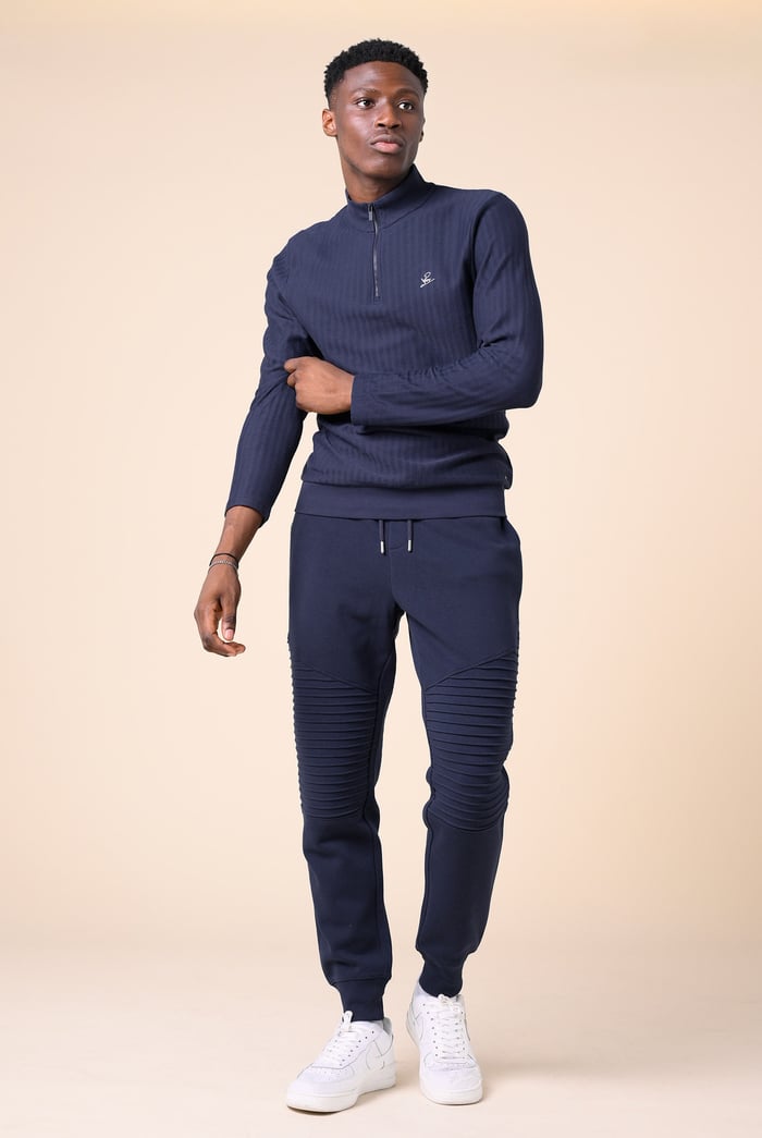 Mens Half Zip Funnel Neck Sweatshirt
