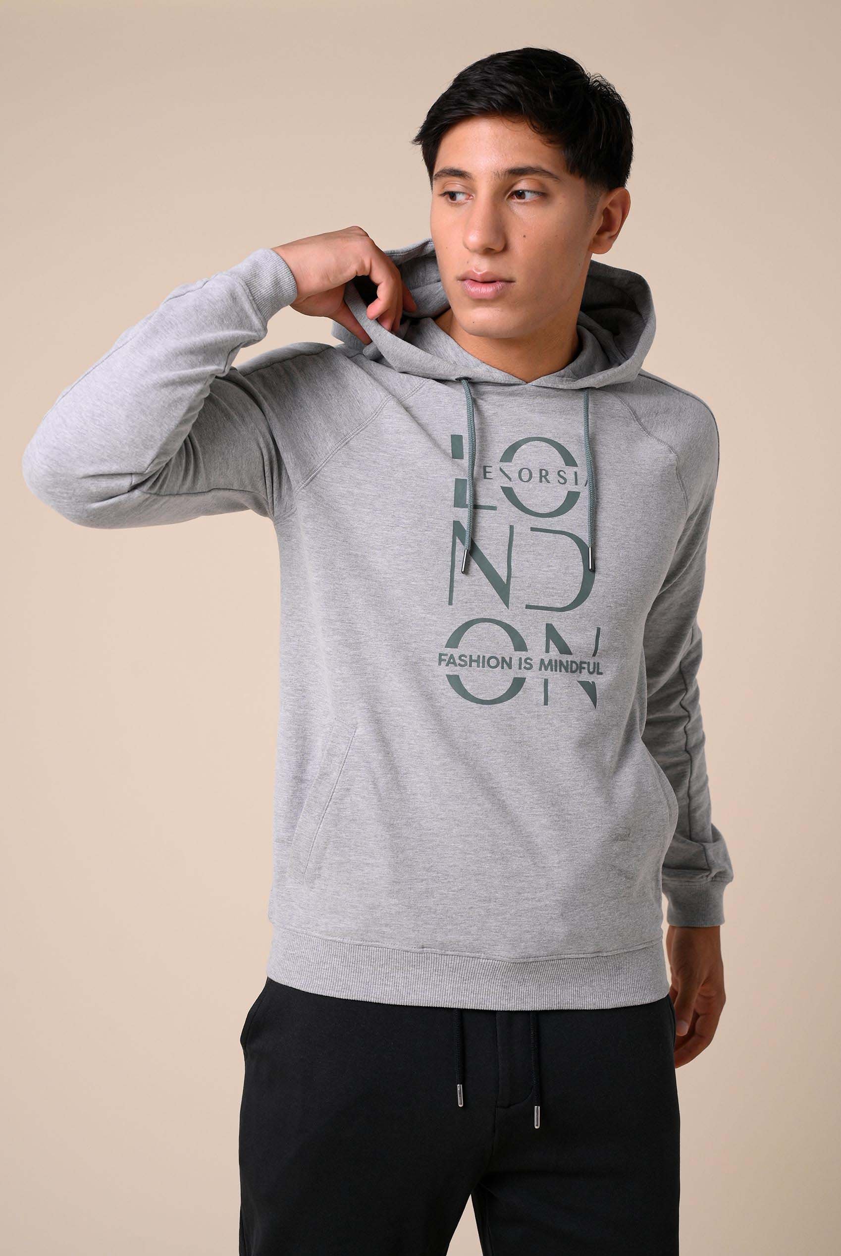 Raglan Sleeve Chest Print Hoodie