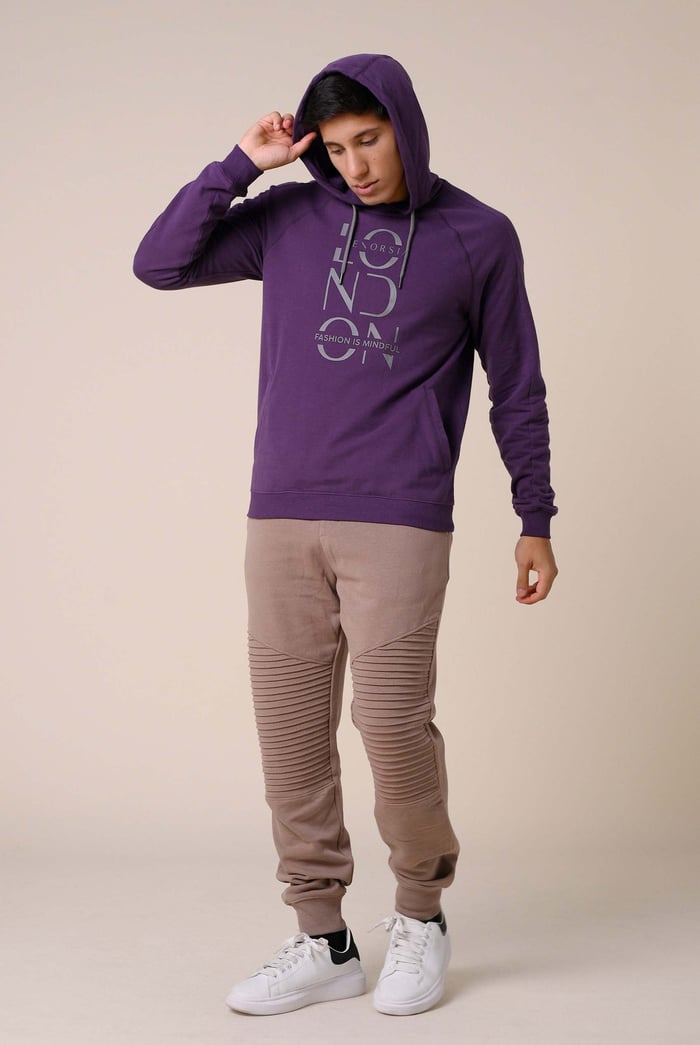Raglan Sleeve Chest Print Hoodie