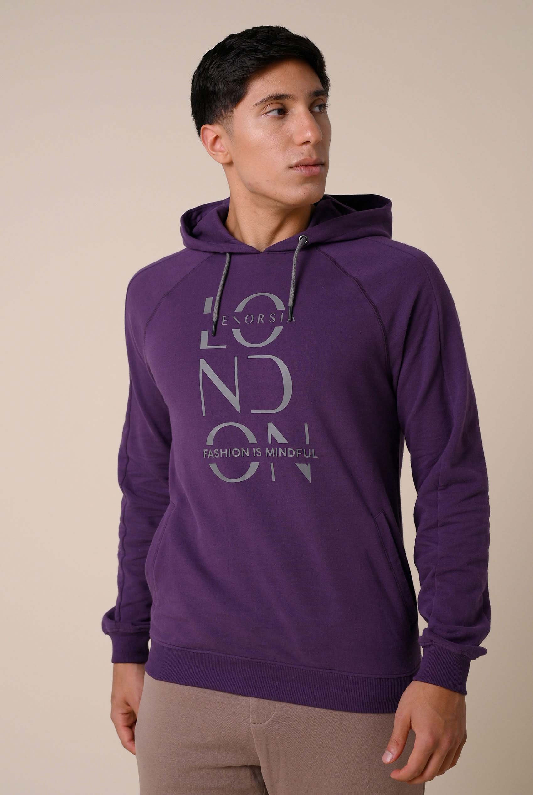 Raglan Sleeve Chest Print Hoodie