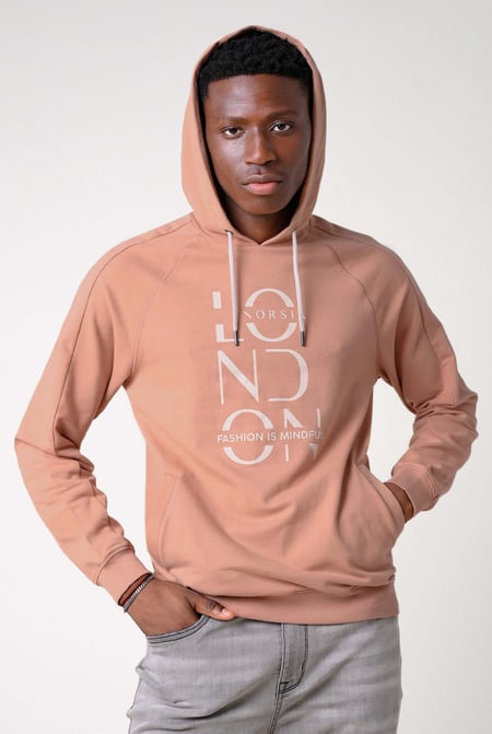 Grey Raglan Sleeve Chest Print Hoodie