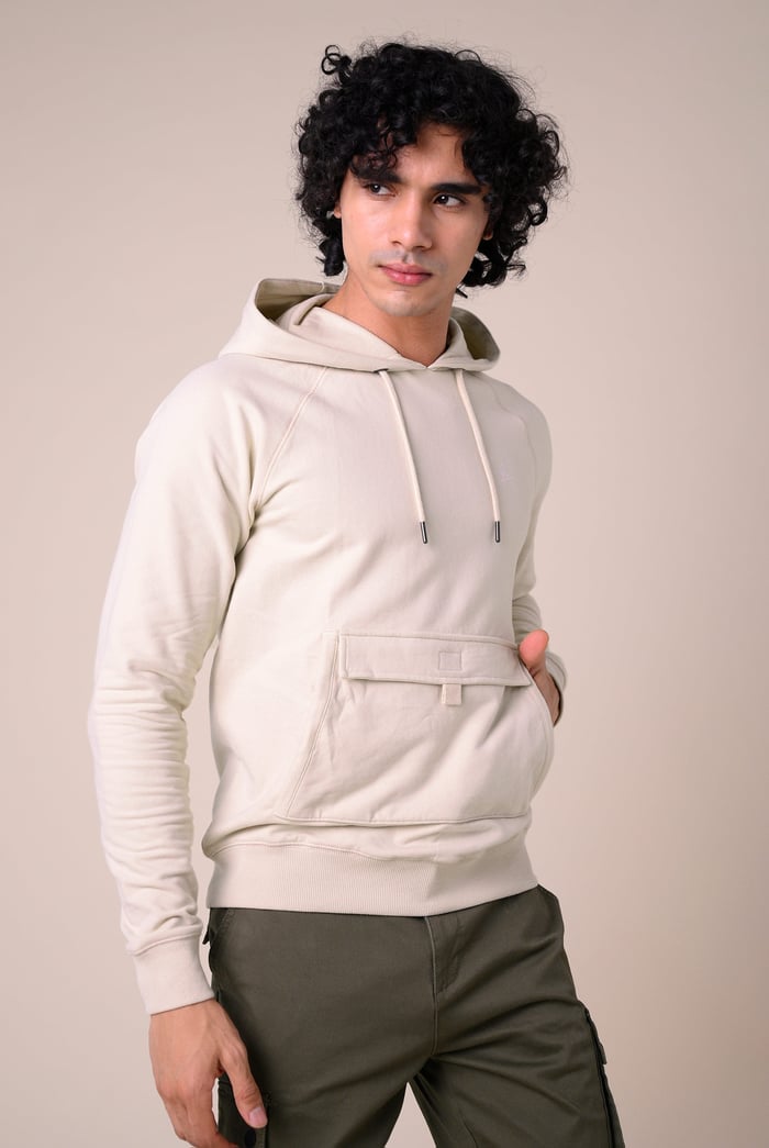 Flap Detail Kangaroo Pocket Hoodie
