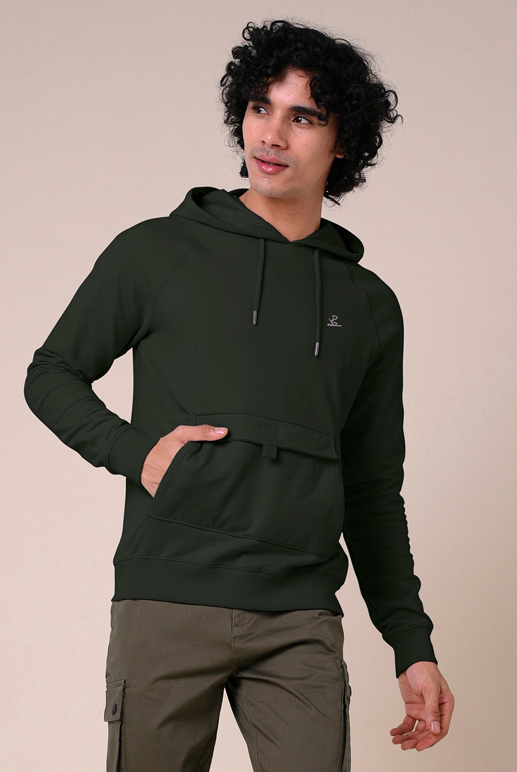 Flap Detail Kangaroo Pocket Hoodie