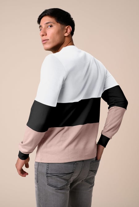 White Long Sleeve Colourblock Sweatshirts