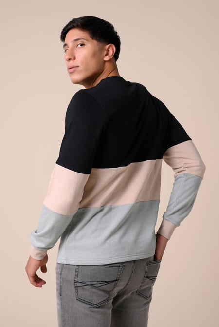 Black Long Sleeve Colourblock Sweatshirts